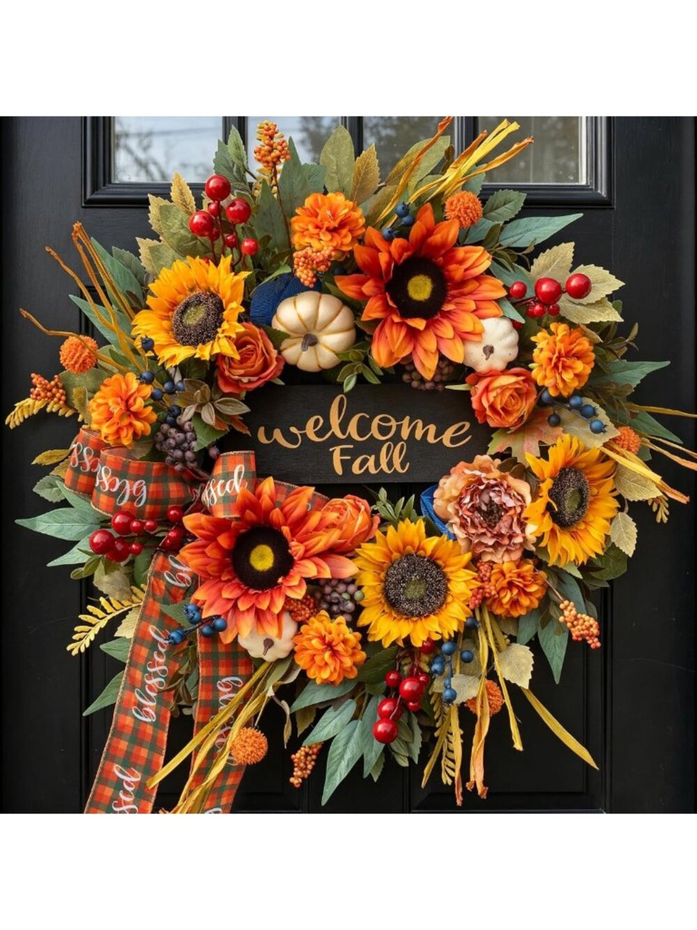 24-Inch Rustic Autumn Wreath for Front Door | Fall Harvest Decor, Seasonal Charm